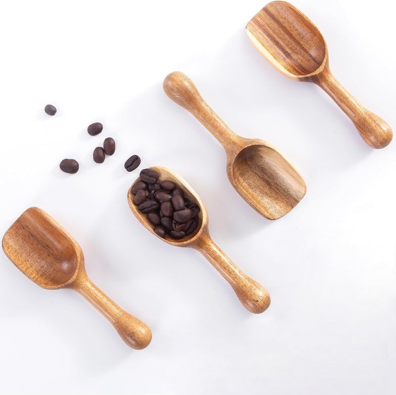 Lebami Wooden Coffee Scoop for Ground Coffee,4pcs Coffee Measuring Scooper for Beans Powder Tea Shovel,Small Wood Spoons Multipurpose for Jars Canisters,Kitchen Spice Pepper Condiment Powder Shovel - Image 1